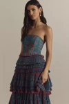 Hutch Nalina Tiered Strapless Maxi Dress In Orange