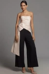 Hutch Strapless Ruched Bow Wide-leg Jumpsuit In Black