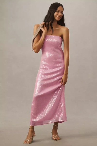 Hutch Strapless Sequin Column Midi Dress In Pink