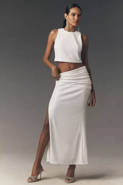 Hutch Stretch Sequin Top And Skirt Set In White