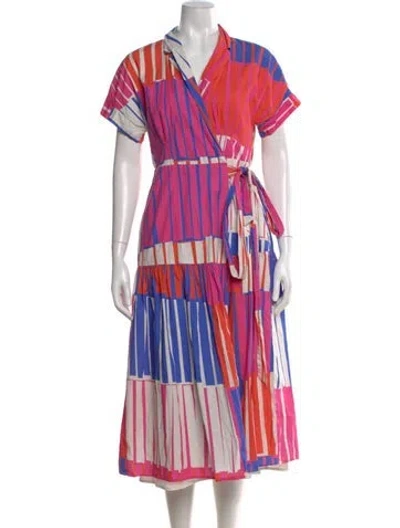 Pre-owned Hutch Striped Midi Length Dress In Orange