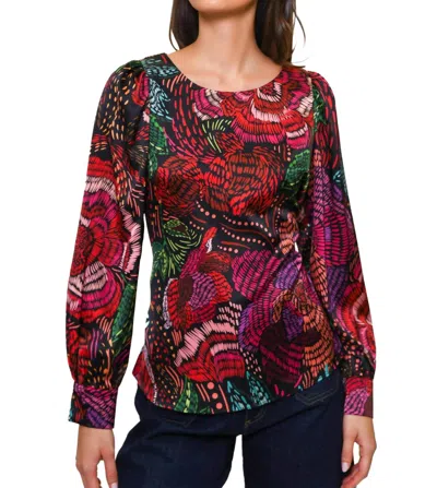 Hutch Sura Long Sleeve Boatneck Top In Embroidered Floral In Multi