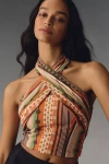 Hutch Suri Halter Wrap Crop Tank Top In Multicolor