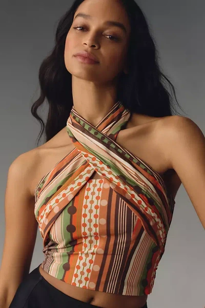 Hutch Suri Halter Wrap Crop Tank Top In Multicolor