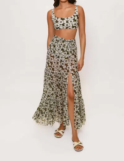 Hutch Suvi Cover Up Maxi Skirt In Black Olive Poppies In Multi