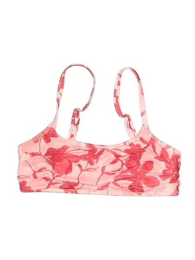 Pre-owned Hutch Swimsuit Top Pink Floral Pattern Swimwear