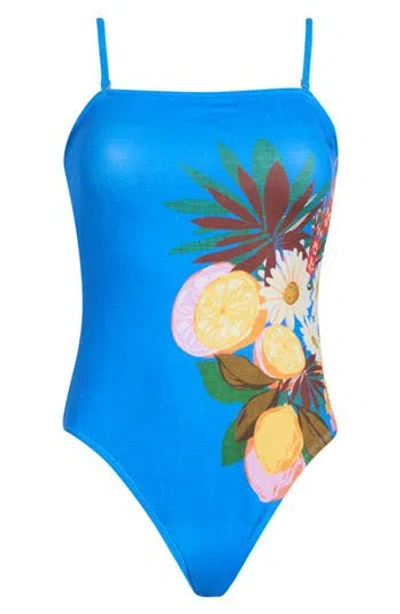 Hutch Tavy Gingham Convertible One-piece Swimsuit In Blue