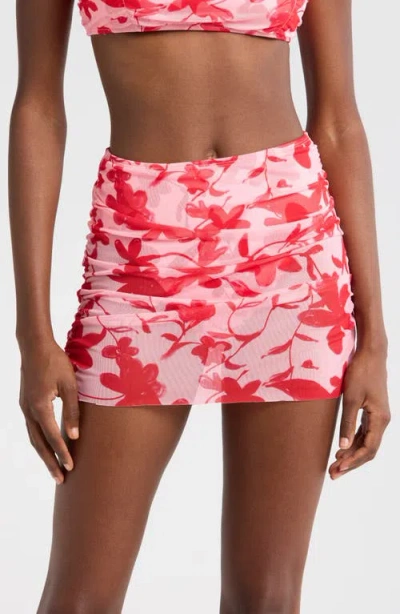 Hutch Tawnie Skirted Bikini Bottoms In Lipstick Optimistic Floral