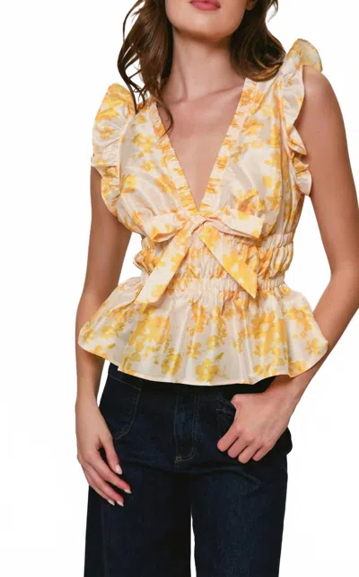Hutch Tazz Daisy Top In Champagne Dainty Floral In Yellow