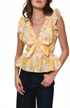 Hutch Tazz Flutter Sleeve Top In Yellow In Multi