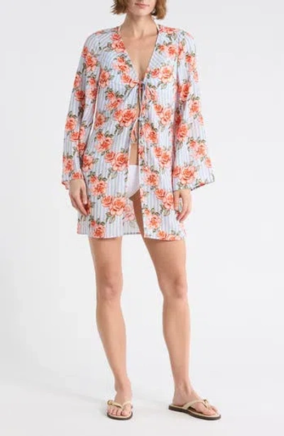 Hutch Tie Front Long Sleeve Cover-up In Multi