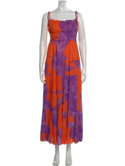 Pre-owned Hutch Tie-dye Print Long Dress In Orange