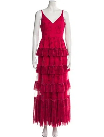 Pre-owned Hutch Tie-dye Print Long Dress In Pink