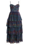Hutch Tiered Bustier Dress In Slate Floral