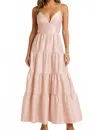 Hutch Tiered Maxi Dress Taffeta Sheen Spaghetti Strapgown In Pink In Pink