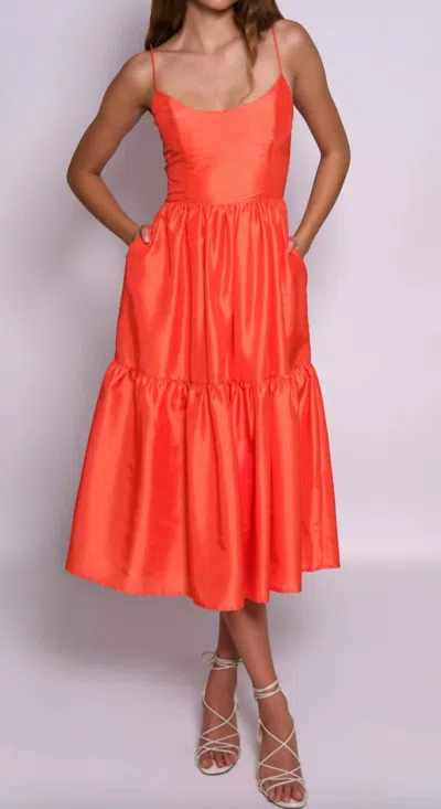 Hutch Tiered Midi Dress In Cayenne In Orange
