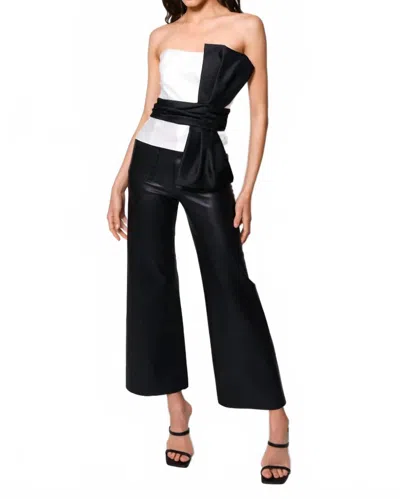 Hutch Tipper Strapless Colorblock Bow Top In White Black In Multi