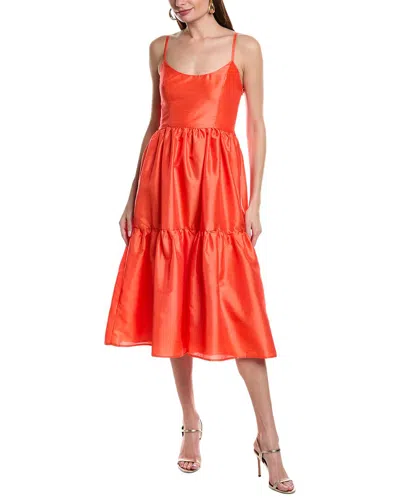 Hutch Tommy Bare Sleeveless Tiered Midi Dress In Red