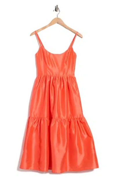 Hutch Tiered Midi Dress In Cayenne In Orange