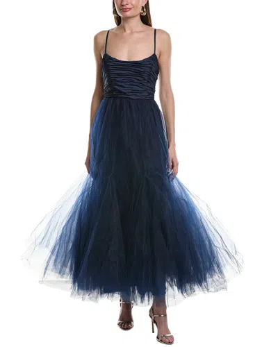Hutch Fabrice Mixed Media Gown In Blue