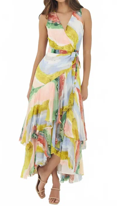Hutch Trinity Sleeveless Maxi Wrap Dress In Cascade In Multi