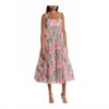 Hutch Vita Floral Pleated Tulle A-line Gown In Pink