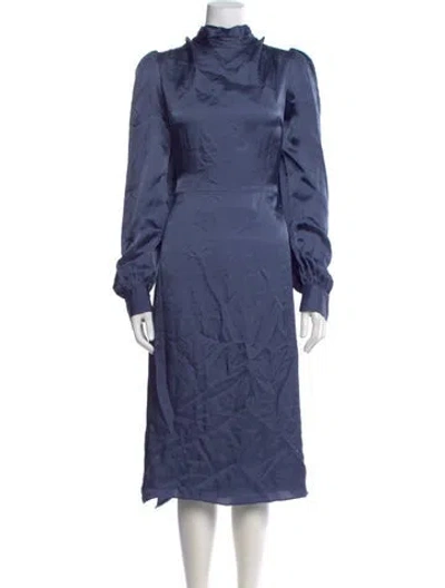 Pre-owned Hutch Turtleneck Midi Length Dress In Blue