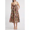 Hutch Twist Strap Sleeveless Midi Dress In Multicolor Tropical