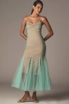 Hutch Two-tone Sheer Sleeveless Ruffle-hem Maxi Dress