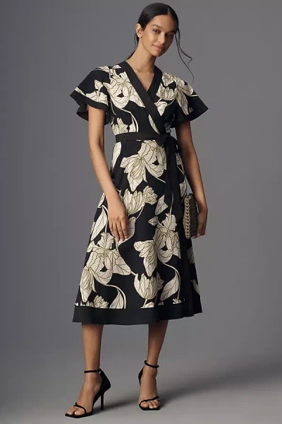 Hutch Tyler Short-sleeve Wrap Midi Dress In Multicolor