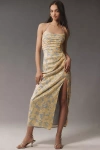 Hutch Tylia Sleeveless Ruched Side-slit Sequin Maxi Dress In Multi