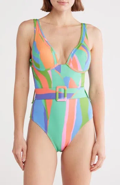 Hutch Underwire Belted One-piece Swimsuit In Multi