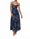 Hutch Valente Two Tone Block Print Floral Maxi Dress In Navy In Blue
