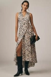 Hutch Velva Sleeveless Collared Wrap Midi Dress In Multi
