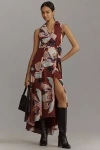 Hutch Velva Sleeveless Collared Wrap Midi Dress In Multicolor