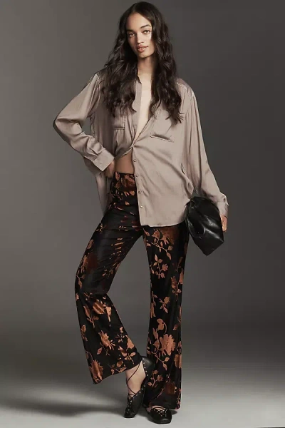 Hutch Velvet Burnout Flare Pants In Black