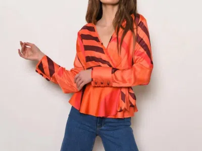 Hutch Veta Blouse In Coral Retro Geo In Multi