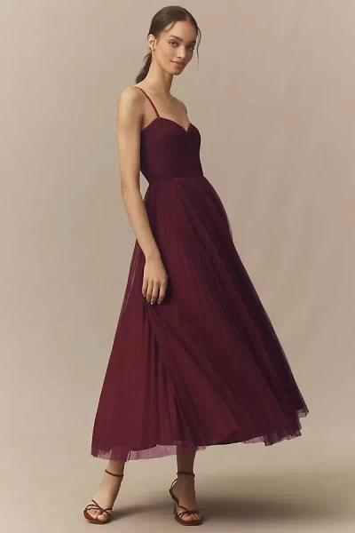 Hutch Virginia Sleeveless Sweetheart A-line Maxi Dress In Burgundy