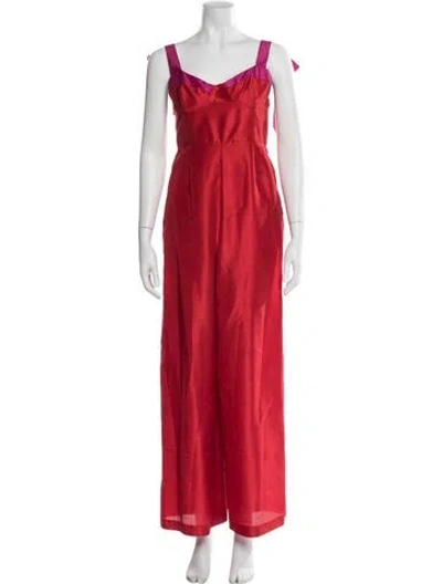 Pre-owned Hutch V-neck Jumpsuit In Red