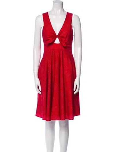 Pre-owned Hutch V-neck Knee-length Dress In Red