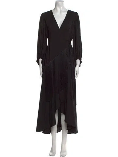 Pre-owned Hutch V-neck Long Dress In Black