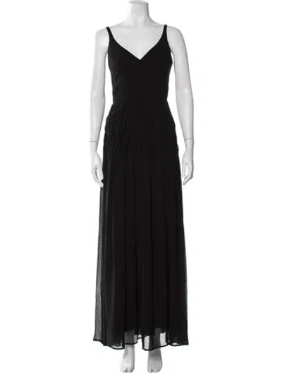 Pre-owned Hutch V-neck Long Dress In Black