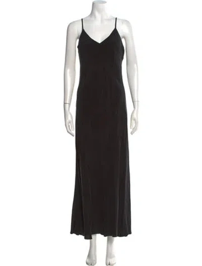 Pre-owned Hutch V-neck Long Dress In Black