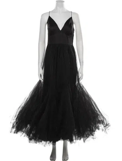 Pre-owned Hutch V-neck Long Dress In Black