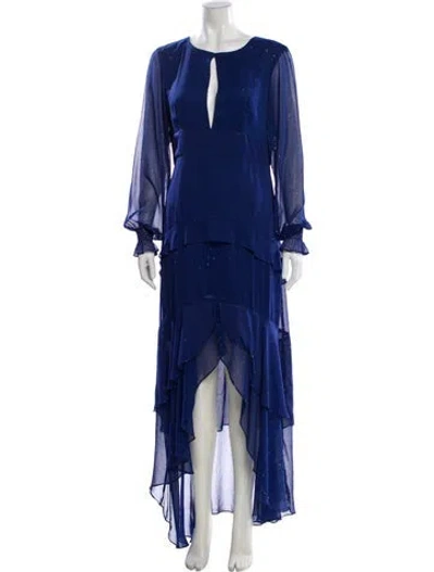 Pre-owned Hutch V-neck Long Dress In Blue