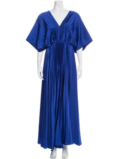Pre-owned Hutch V-neck Long Dress In Blue
