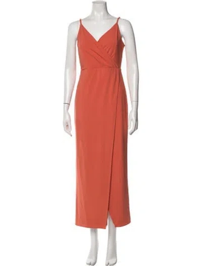 Pre-owned Hutch V-neck Long Dress In Orange