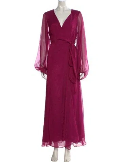 Pre-owned Hutch V-neck Long Dress In Pink