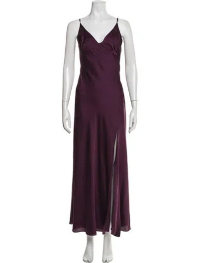 Pre-owned Hutch V-neck Long Dress In Purple