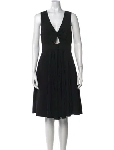 Pre-owned Hutch V-neck Midi Length Dress In Black